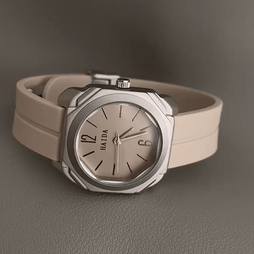 Sporty Casual Timepiece: White Magnetic Strap & Gray Dial Waterproof Watch