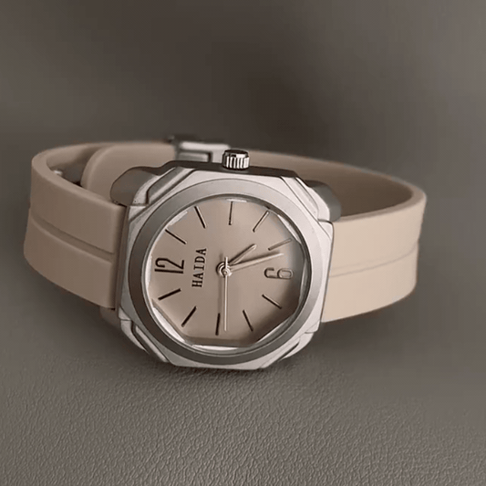 Sporty Casual Timepiece: White Magnetic Strap & Gray Dial Waterproof Watch