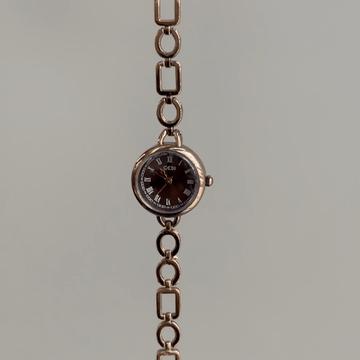 Vintage Petite Chain Watch with Coffee Brown Roman Numeral Dial