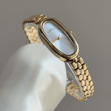 Vintage Petite Oval Gold Bracelet Watch with Minimalist Dial