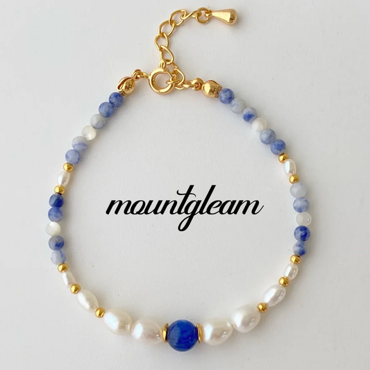 Blue Unisex Bracelet Watch Aventurine Natural Stone Charm – Ocean