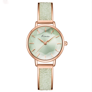 Pulsera de oro rosa con Inlay Jade: reloj de cuarzo de marcado de jade