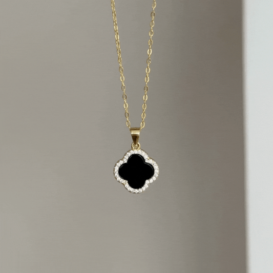 Korean Style Double Clover Choker - Titanium Steel Necklace