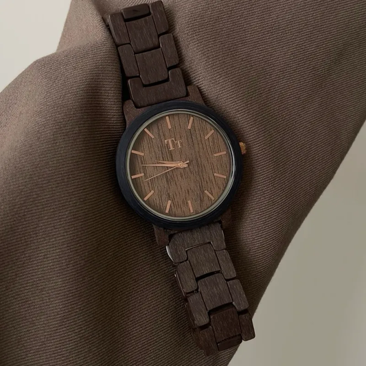 Zen Aura Timepiece: Brown Resin Round Watch