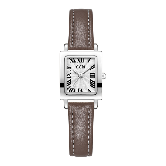 Elephant Grey Prestige Timepiece: Roman Square Dial Leather Watch