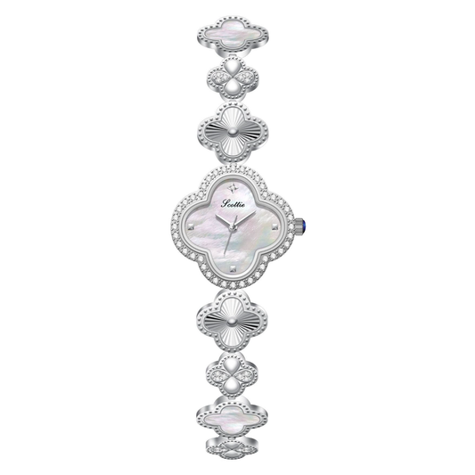 Lumi Clover – Silver Lucky Watch with Mother-of-Pearl Dial