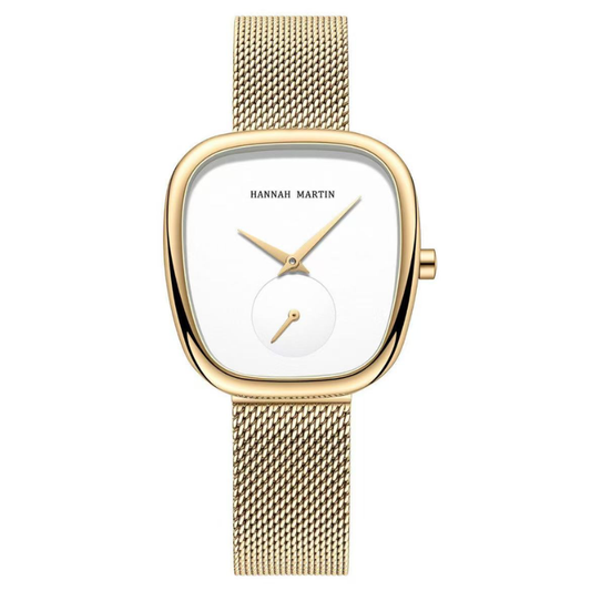 Lume Heritage - Gold-Tone Alloy Watch with White Dial & Vintage Design