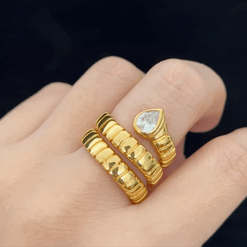 Designer Snake Bone Ring Micro-set with Zircon & Spinel - Genuine Gold Plated