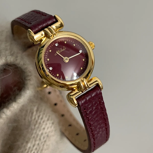 Vintage Enclave Timepiece: Red Alcantara Leather Watch