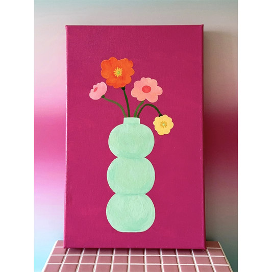 Blooming Flowers Wall Art – 25×40 cm Floral Print Painting, Modern Minimalist Home Decor Poster