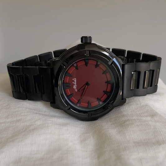 Gothic Red and Black Timepiece: Bold and Elegant Watch