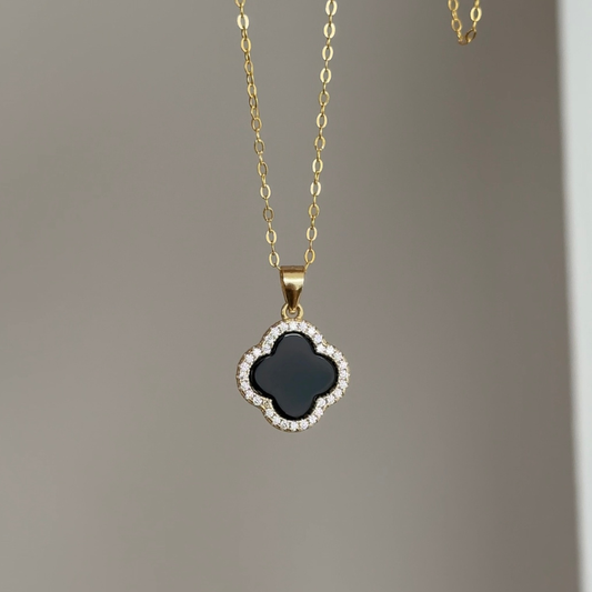 Korean Style Double Clover Choker - Titanium Steel Necklace