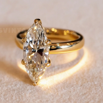 Vintage Marquise Moissanite Ring – 18K Gold Plated, Waterproof & Sweatproof