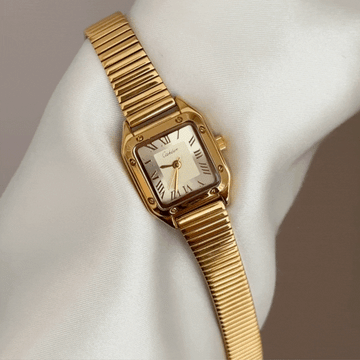 Metropolitan Elegance Gold Square Dial Watch – Gold Bezel & Gold Alloy Bracelet Quartz