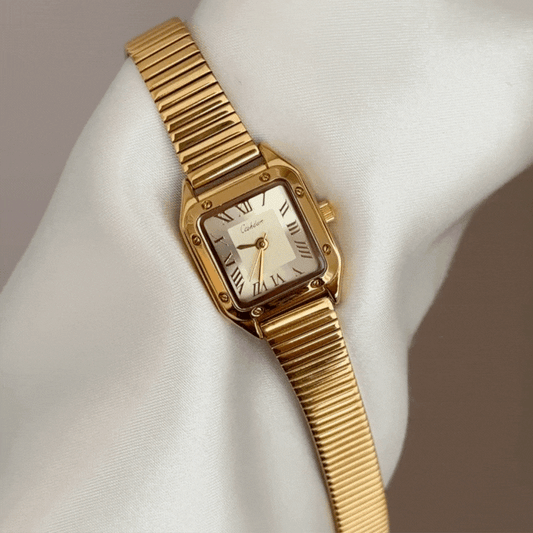 Metropolitan Elegance Gold Square Dial Watch – Gold Bezel & Gold Alloy Bracelet Quartz