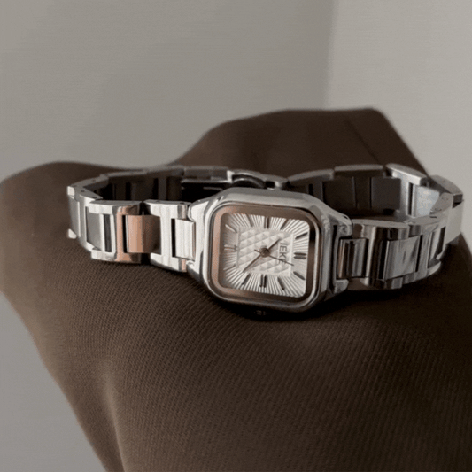 Silver Women’s Watch – Rectangular White Dial Quartz Watch with Dainty Watch Bracelet | Lumi
