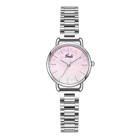 Silver Women’s Round Romantic Pink Dial Quartz Watch Elegant Style – Stardust Rose