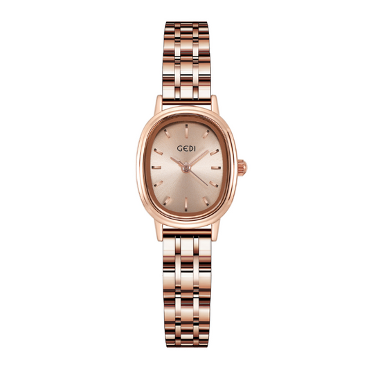 Rose Gold Women’s Oval Small-Dial Quartz Watch Classic Vintage Style – Roseline