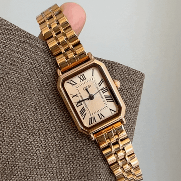 Rose Gold Women’s Rectangular Roman Dial Quartz Watch Classic Vintage Style – Roselia