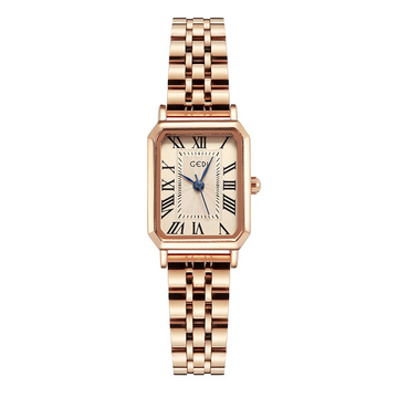 Rose Gold Women’s Rectangular Roman Dial Quartz Watch Classic Vintage Style – Roselia