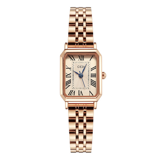 Rose Gold Women’s Rectangular Roman Dial Quartz Watch Classic Vintage Style – Roselia