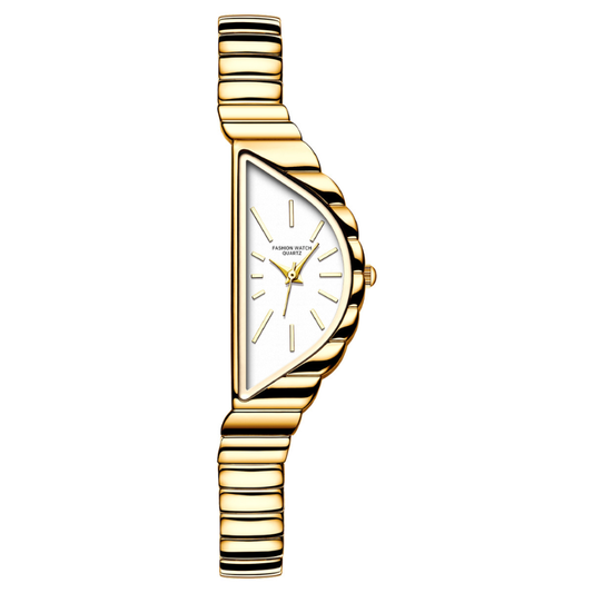 Zlatne žene isklesani polumjesec - White Dial Quartz Watch, Deanty Design, Elegant Style | Selen