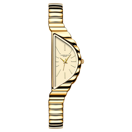 Trendy Gold Half-Moon Dial Women’s Quartz Watch – Fashion Elegant Wristwatch