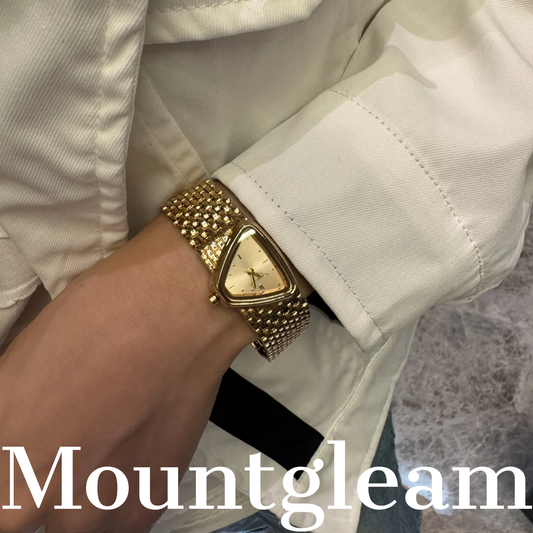 Gold Women Triangle Dial Watch Wide Strap Quartz Minimalist Style – Prism