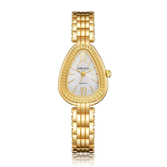 Mystic Glamour: White Serpenti Dial Watch with Gold-Tone Stainless Steel Bracelet