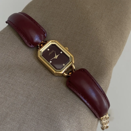 Ankara Red: Gold and Red Square Quartz Watch