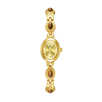 Crimson Elegance Timepiece: Tiger Eye Quartz Watch