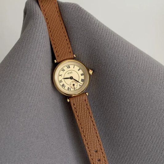 Vintage hnědý hodinky: Roman Dial and Quartz Watch