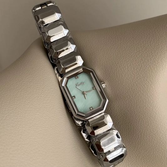 Mint Breeze Timepiece: Silver Steel Mint Dial Quartz Watch