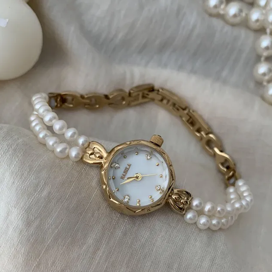 Vintage Pearl Timepiece: Mother of Pearl Mini Watch