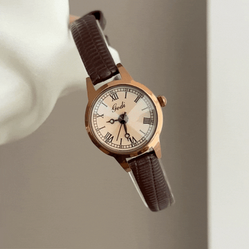 Vintage Warmth: Brown Round Dial Watch with All-Brown Leather Strap