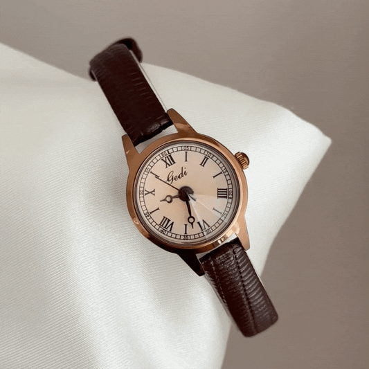 Vintage Warmth: Brown Round Dial Watch with All-Brown Leather Strap