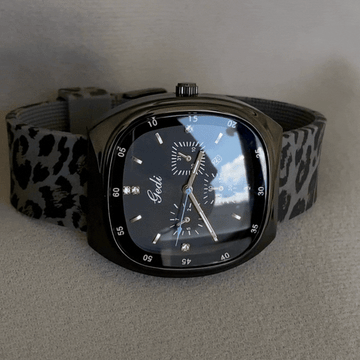 Modern Vintage: Black Rectangular Dial Watch with Black Silicone Strap