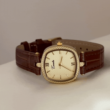 Classic Business Gold Square Dial Watch – Brown Genuine Leather Strap Quartz