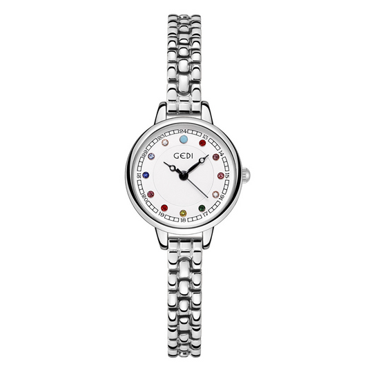 Radiant Spectrum Timepiece: Silver and Multicolor Dial Watch