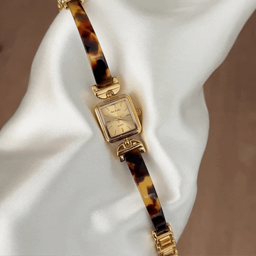 Metropolitan Gold Rectangle - Brown Alloy Bracelet & Gold Case