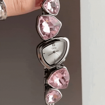 Rose Crystal Watch – Irregular Chain Quartz Bracelet for Women