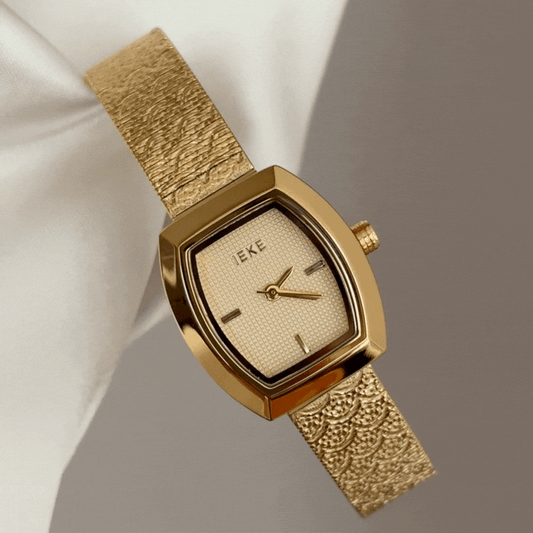 Retro Luxury Gold Tonneau Watch with Brushed Alloy Bracelet - Quartz