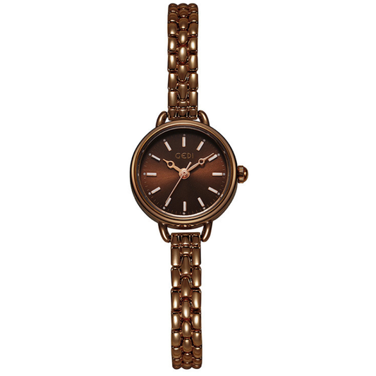 Modern Minimalist – Women’s Brown Slim Strap Round Dial Quartz Watch