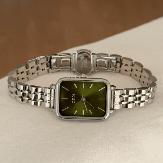 Minimalist Elegant Green Dial Silver Case Alloy Strap Quartz Watch