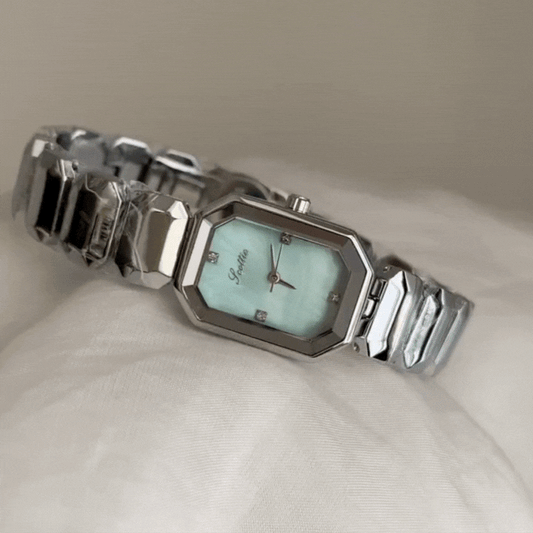 Mint Breeze Timepiece: Silver Steel Mint Dial Quartz Watch