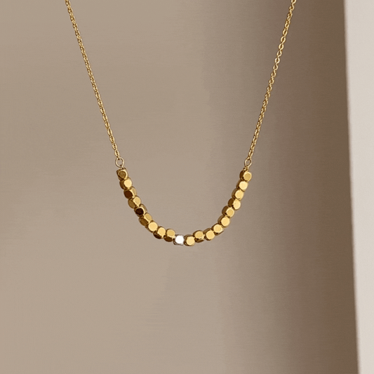 Modern Vintage Square Necklace - 14K Gold Plated Chain