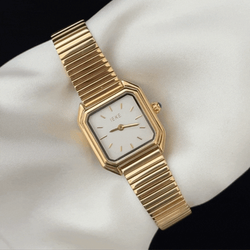 Modern Minimalist White Rectangular Dial Watch - Gold Alloy Quartz Bracelet
