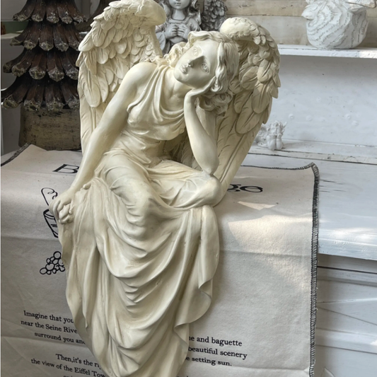 Vintage Resin Angel Figurine – Distressed Style Home Decor, 49 cm Large Decorative Sculpture, 2.1 kg