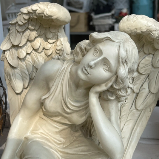 Vintage Resin Angel Figurine – Distressed Style Home Decor, 49 cm Large Decorative Sculpture, 2.1 kg