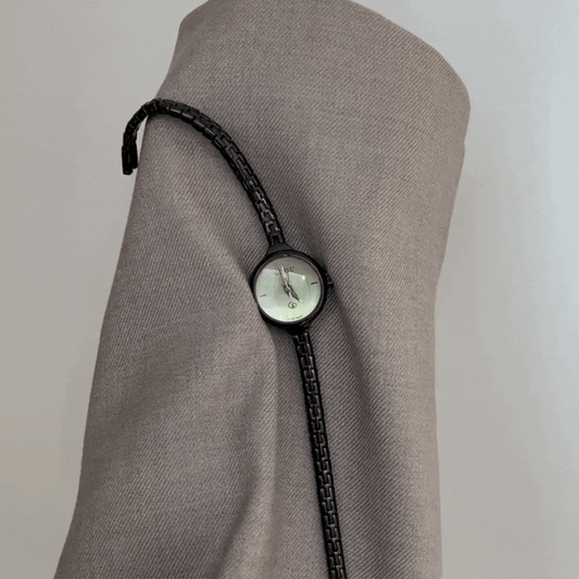 Black Women's Watch – Dainty Mini Round Green Dial with Leather Strap | Ivy